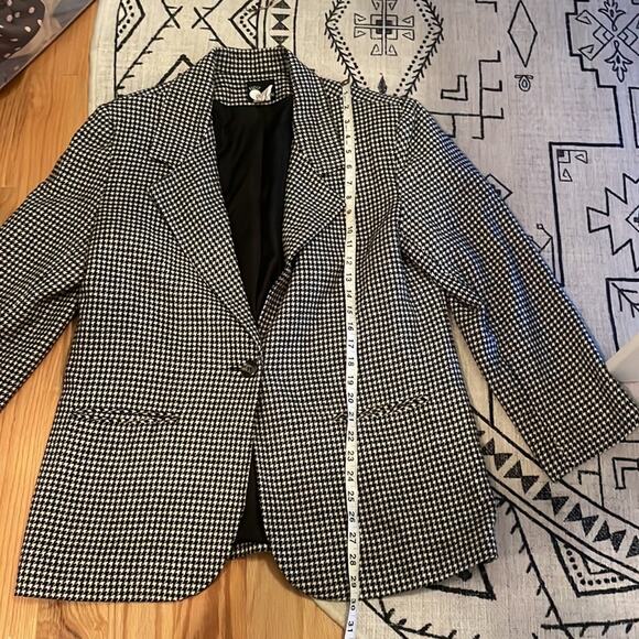 Vintage First Option houndstooth wool blend blazer jacket size large - Picture 3 of 6
